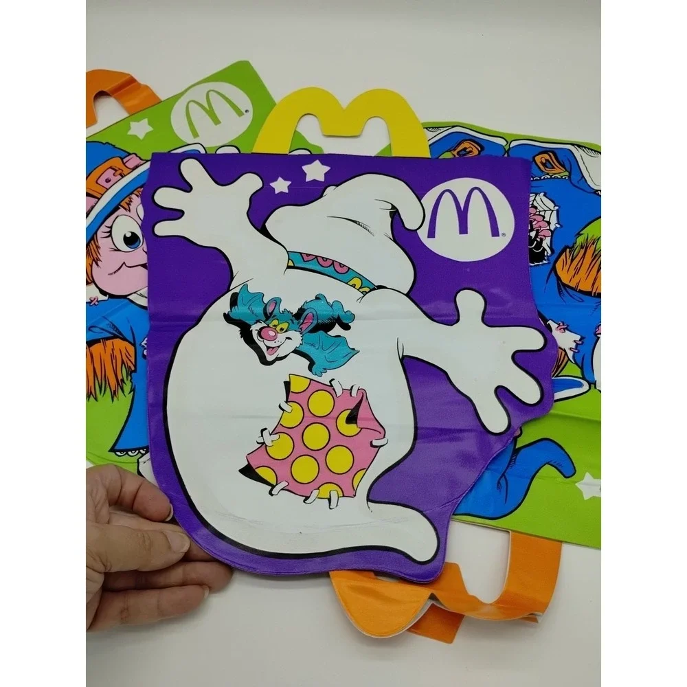 Lot Of 3 Vintage 1990 McDonald's Trick Or Treat Halloween Bags Glow In Dark